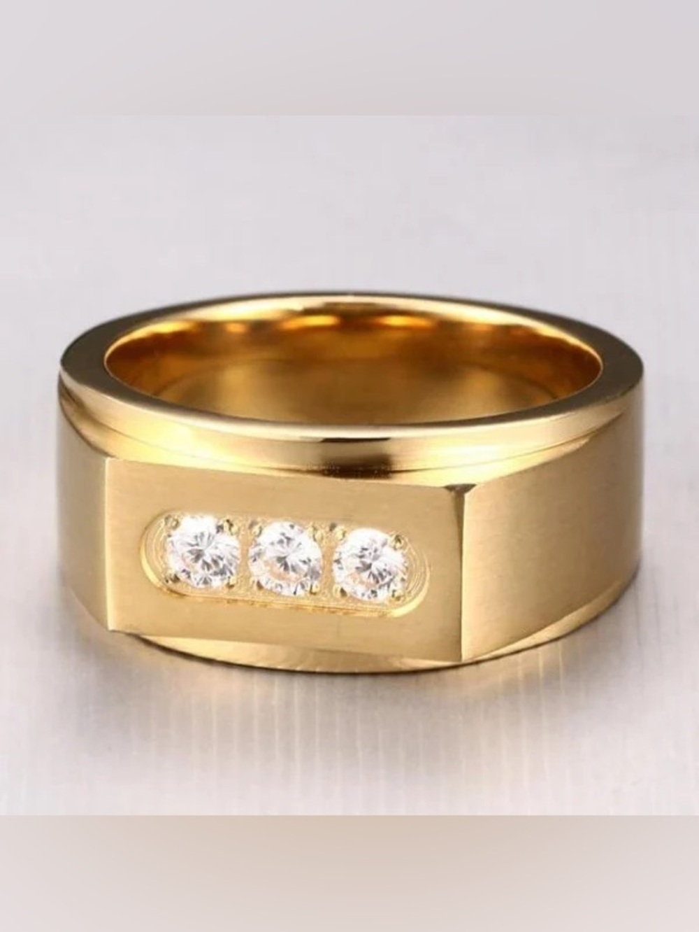 Three Stone Titanium Steel Men's Wedding Band (0.30CT. TW.)